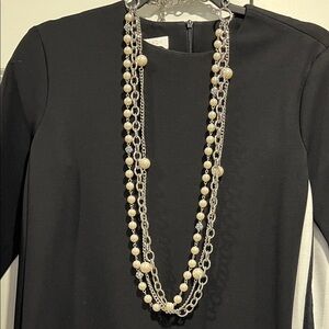 Elegant Silver and Pearl Beaded Necklace